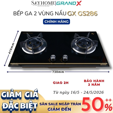 Bếp ga đôi GRANDX GX GS286 - Bảo hành chính hãng 2 năm