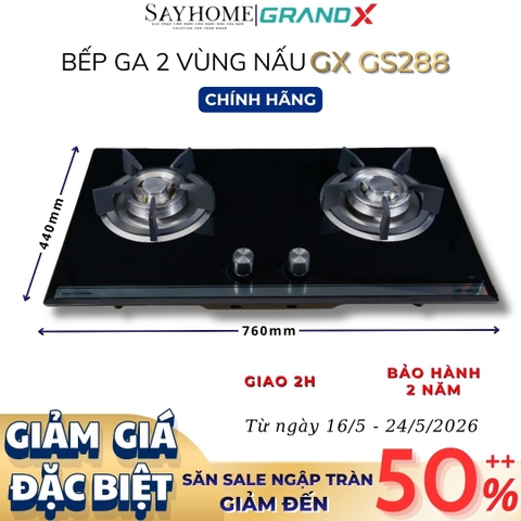 Bếp ga đôi GRANDX GX GS288 - Bảo hành chính hãng 2 năm