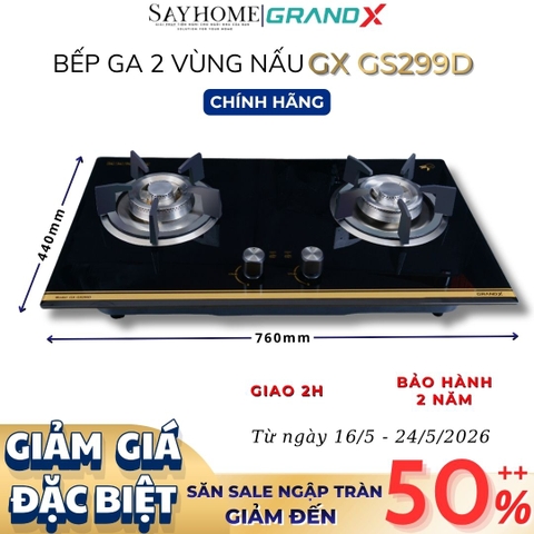 Bếp ga đôi GRANDX GX GS299D - Bảo hành chính hãng 2 năm