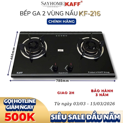 Bếp ga đôi KAFF KF-216 - Bảo hành chính hãng 3 năm
