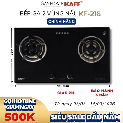 Bếp ga đôi KAFF KF-218 - Bảo hành chính hãng 3 năm
