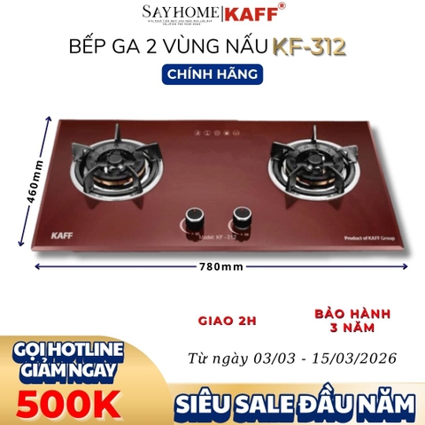 Bếp ga đôi KAFF KF-312 - Bảo hành chính hãng 3 năm
