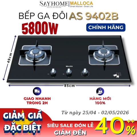 Bếp Ga đôi MALLOCA AS 9402B - Hàng chính hãng