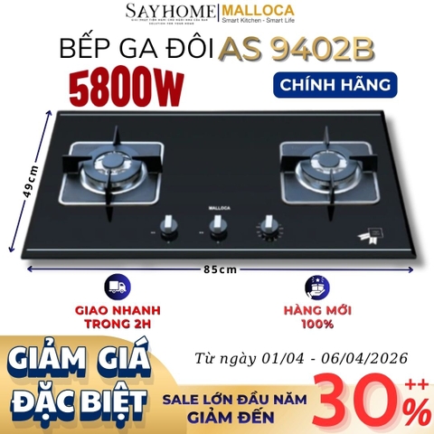 Bếp Ga đôi MALLOCA AS 9402B - Hàng chính hãng