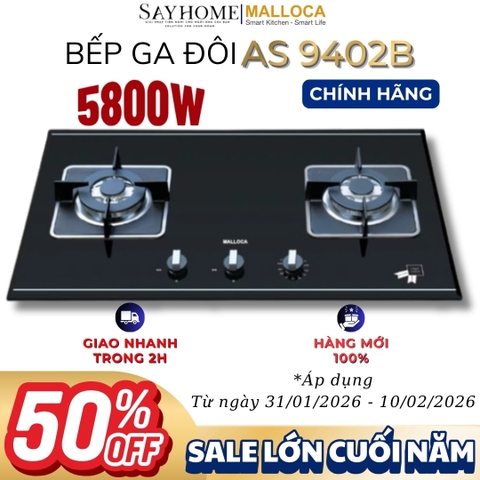 Bếp Ga đôi MALLOCA AS 9402B - Hàng chính hãng
