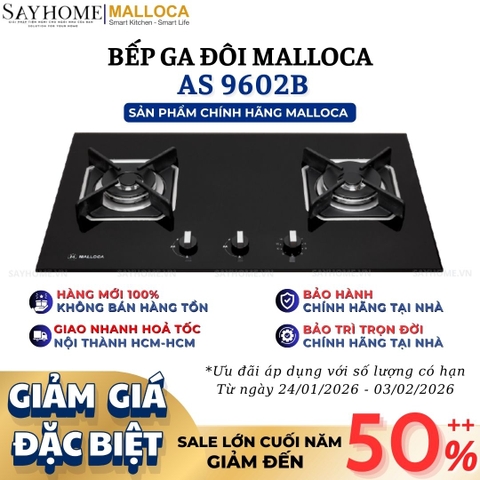 Bếp Ga đôi MALLOCA AS 9602B - Hàng chính hãng