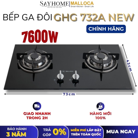 Bếp Ga đôi MALLOCA GHG 732A NEW - Hàng chính hãng