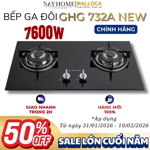 Bếp Ga đôi MALLOCA GHG 732A NEW   - Hàng chính hãng