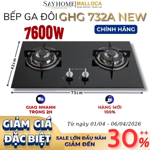 Bếp Ga đôi MALLOCA GHG 732A NEW - Hàng chính hãng