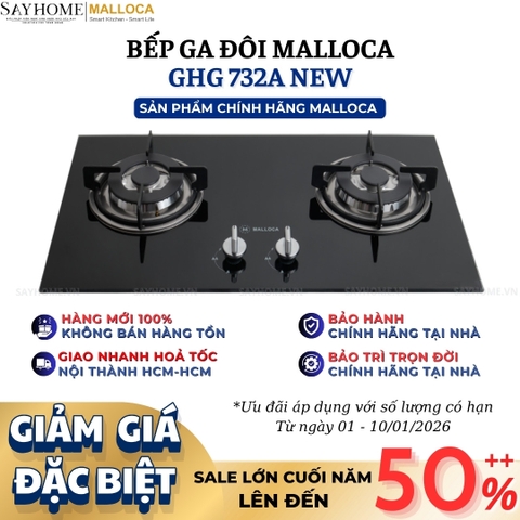 Bếp Ga đôi MALLOCA GHG 732A NEW   - Hàng chính hãng