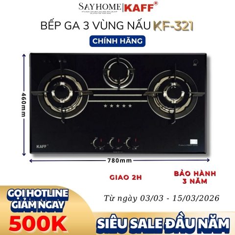 Bếp ga KAFF KF-321 3 vùng nấu - Hàng chính hãng KAFF