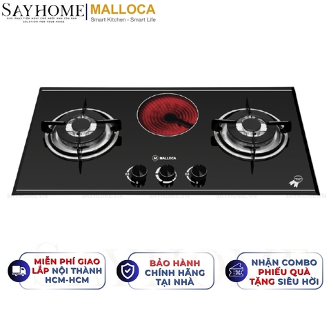 Bếp Ga kết hợp hồng ngoại MALLOCA EG201C 3 vùng nấu - Hàng chính hãng