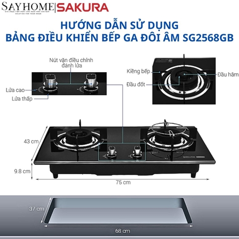 Bếp ga đôi SAKURA SG2568GB - Chính hãng