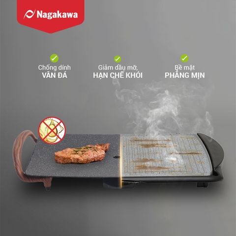 Bếp nướng điện Nagakawa NAG3103 vân đá (1500W) - Bảo hành 12 tháng - Hàng chính hãng