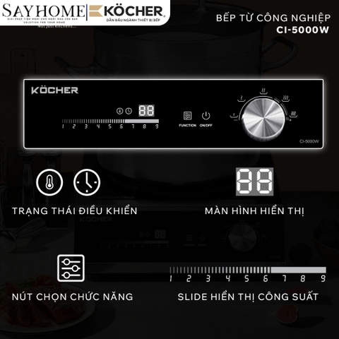 Bếp từ đơn công nghiệp KOCHER CI-5000W - Bảo hành 1 năm