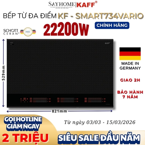 Bếp từ đa vùng nấu KAFF KF-Smart734Vario CAO CẤP - Bảo hành chính hãng 7 năm