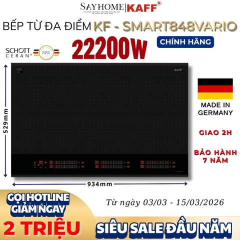 Bếp từ đa vùng nấu KAFF KF-Smart848Vario CAO CẤP - Bảo hành chính hãng 7 năm