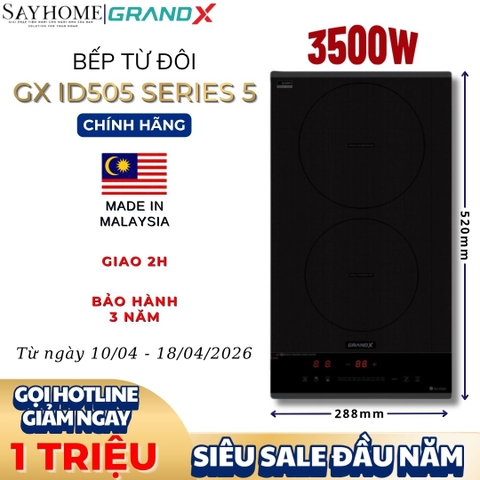 Bếp từ đôi GRANDX GX ID505 Series 5 - Bảo hành chính hãng 3 năm