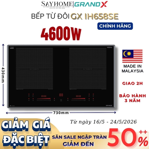 Bếp từ đôi GRANDX GX IH658SE Series 6 - Bảo hành chính hãng 3 năm