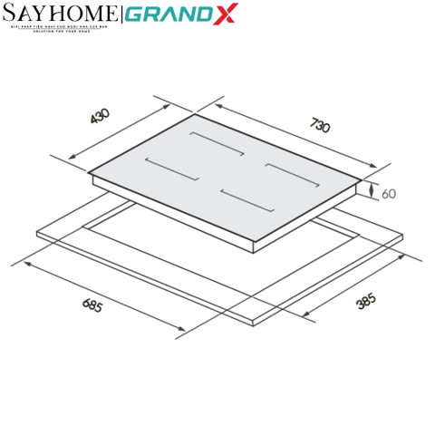 Bếp từ đôi GRANDX GX IH682SE Series 6 - Bảo hành chính hãng 3 năm