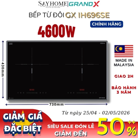Bếp từ đôi GRANDX GX IH696SE Series 6 - Bảo hành chính hãng 3 năm