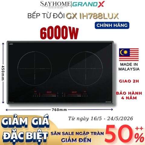 Bếp từ đôi GRANDX GX IH788Lux Series 7 - Bảo hành chính hãng 4 năm
