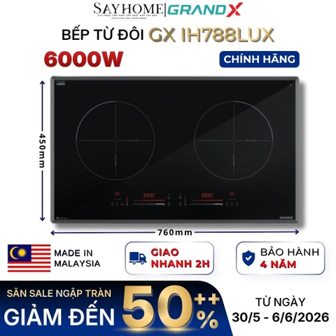 Bếp từ đôi GRANDX GX IH788Lux Series 7 - Bảo hành chính hãng 4 năm