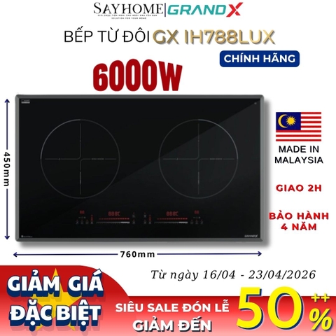 Bếp từ đôi GRANDX GX IH788Lux Series 7 - Bảo hành chính hãng 4 năm