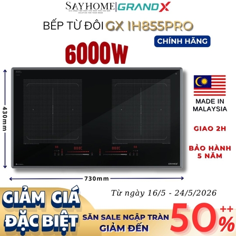 Bếp từ đôi GRANDX GX IH855Pro Series 8 - Bảo hành chính hãng 5 năm