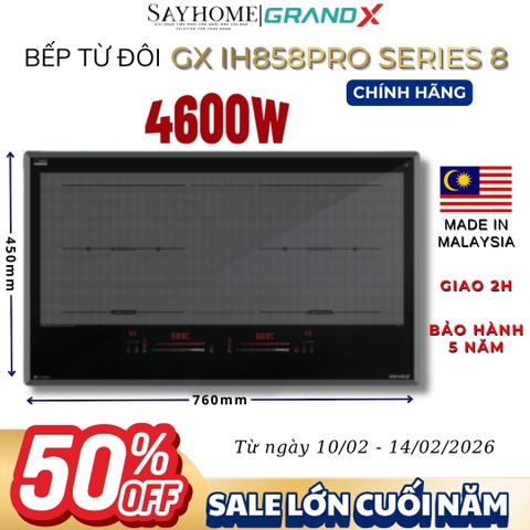 Bếp từ đôi GRANDX GX IH858Pro Series 8 - Bảo hành chính hãng 5 năm
