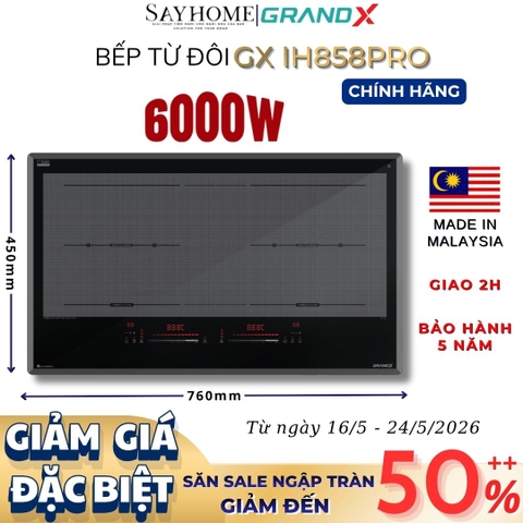 Bếp từ đôi GRANDX GX IH858Pro Series 8 - Bảo hành chính hãng 5 năm