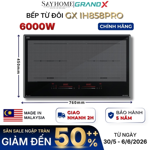 Bếp từ đôi GRANDX GX IH858Pro Series 8 - Bảo hành chính hãng 5 năm