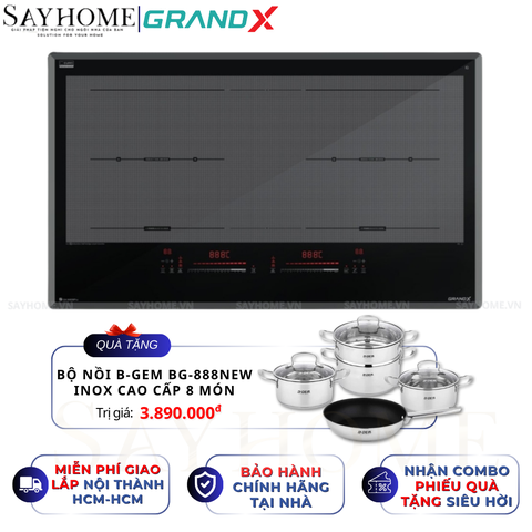 Bếp từ đôi GRANDX GX IH858Pro Series 8 - Bảo hành chính hãng 5 năm