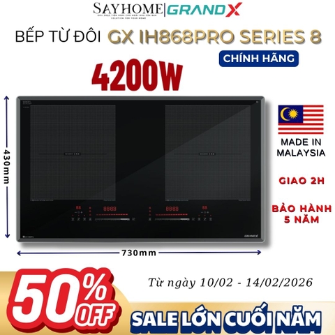 Bếp từ đôi GRANDX GX IH868Pro Series 8 - Bảo hành chính hãng 5 năm