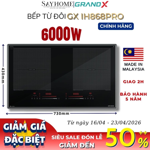 Bếp từ đôi GRANDX GX IH868Pro Series 8 - Bảo hành chính hãng 5 năm