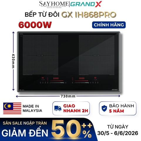 Bếp từ đôi GRANDX GX IH868Pro Series 8 - Bảo hành chính hãng 5 năm