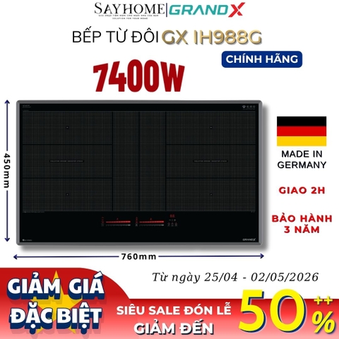 Bếp từ đôi GRANDX GX IH988G Series 9 - Bảo hành chính hãng 3 năm