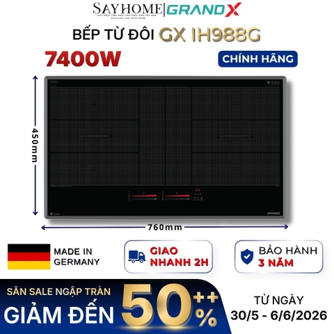 Bếp từ đôi GRANDX GX IH988G Series 9 - Bảo hành chính hãng 3 năm