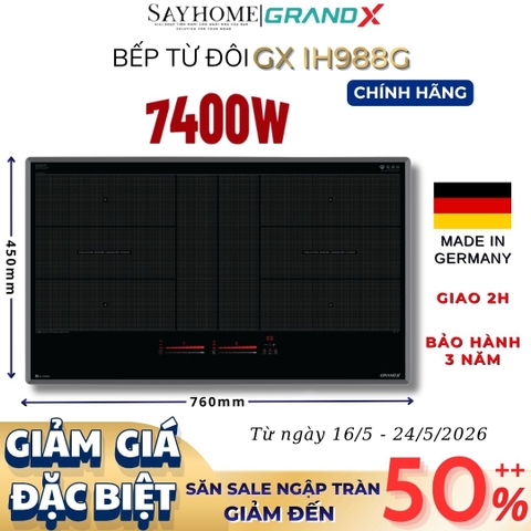 Bếp từ đôi GRANDX GX IH988G Series 9 - Bảo hành chính hãng 3 năm