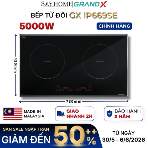 Bếp từ đôi GRANDX GX IP669SE Series 6 - Bảo hành chính hãng 3 năm