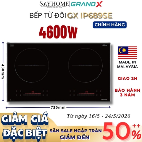 Bếp từ đôi GRANDX GX IP689SE Series 6 - Bảo hành chính hãng 3 năm