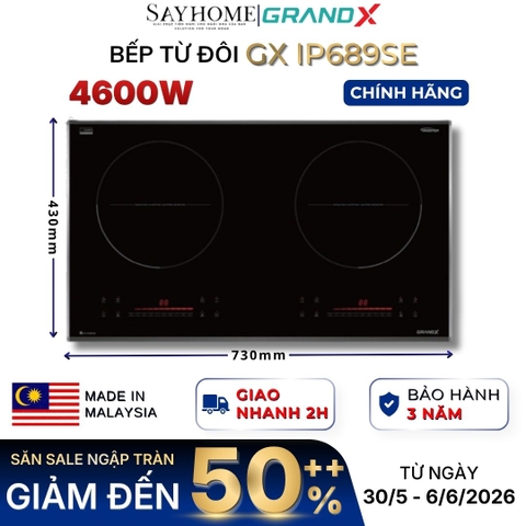 Bếp từ đôi GRANDX GX IP689SE Series 6 - Bảo hành chính hãng 3 năm
