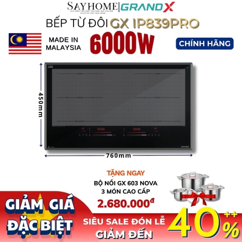 Bếp từ đôi GRANDX GX IP839Pro Series 8 - Bảo hành chính hãng 5 năm