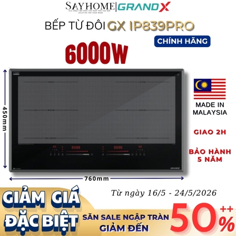 Bếp từ đôi GRANDX GX IP839Pro Series 8 - Bảo hành chính hãng 5 năm