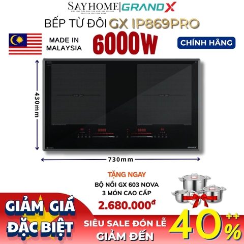 Bếp từ đôi GRANDX GX IP869Pro Series 8 - Bảo hành chính hãng 5 năm
