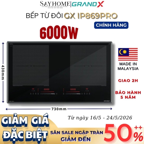 Bếp từ đôi GRANDX GX IP869Pro Series 8 - Bảo hành chính hãng 5 năm