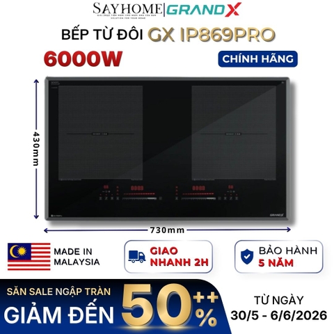Bếp từ đôi GRANDX GX IP869Pro Series 8 - Bảo hành chính hãng 5 năm