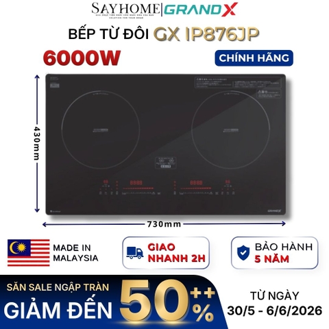 Bếp từ đôi GRANDX GX IP876JP Series 8 - Bảo hành chính hãng 5 năm