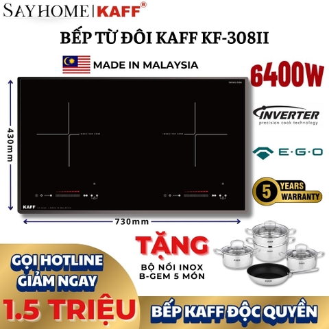 Bếp từ đôi KAFF KF-308II - Bảo hành chính hãng 5 năm tại nhà