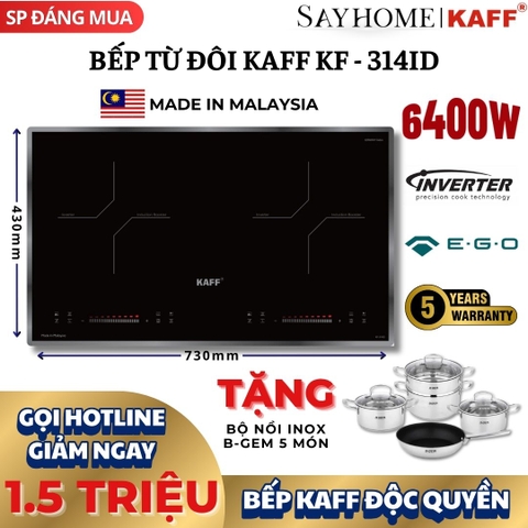 Bếp từ đôi KAFF KF - 314ID -  Bảo hành chính hãng 5 năm tại nhà